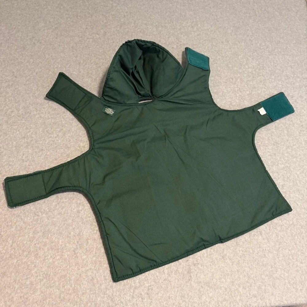 Telluride Clothing Co Green Plaid Quilted Dog Jacket Vest Coat Hooded Toggles L